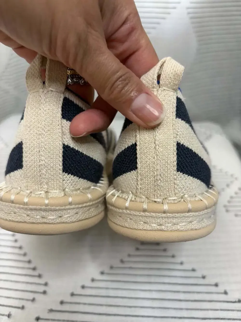 ROTHY'S The Espadrille Navy Blue/Cream Stripe NEUTRAL Size 7.5 NAUTICAL women